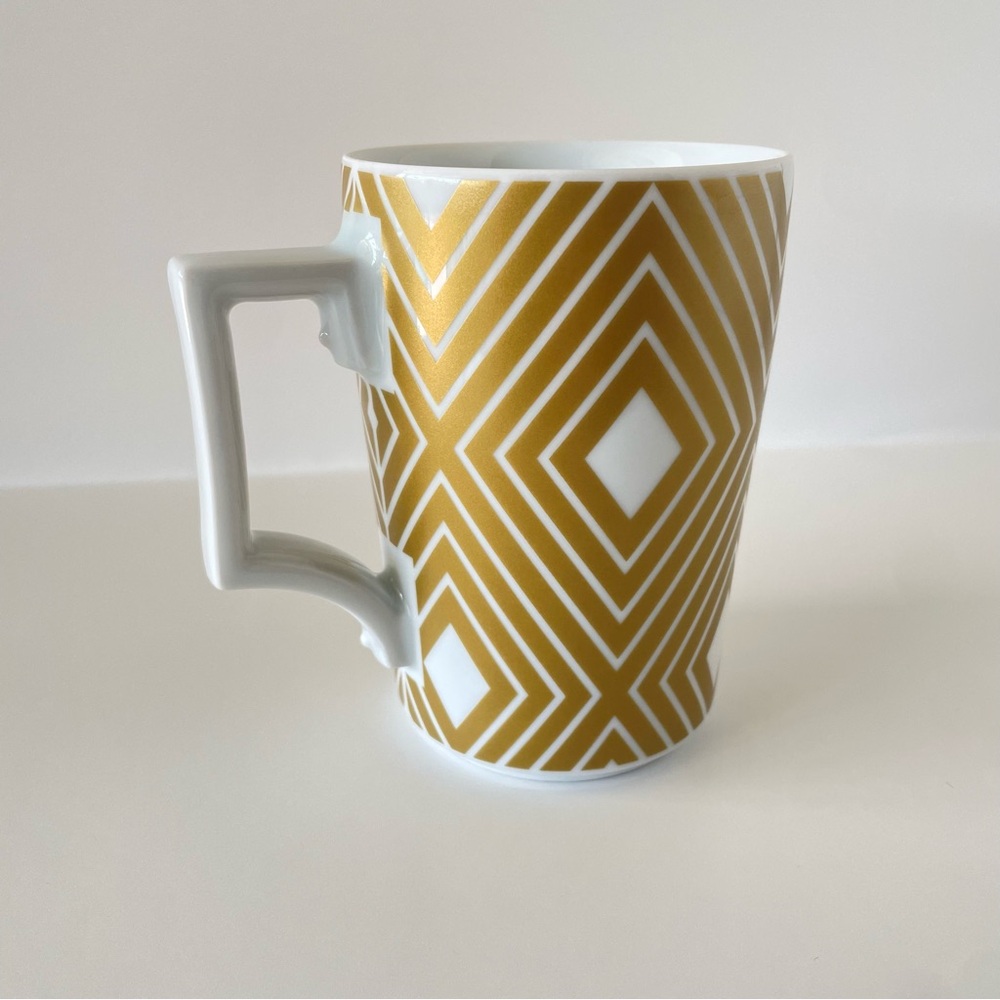 Starbucks x Rosanna Gold Diamond Print Argyle 12 OZ Coffee Mug Cup Germany 2013 - Picture 7 of 10